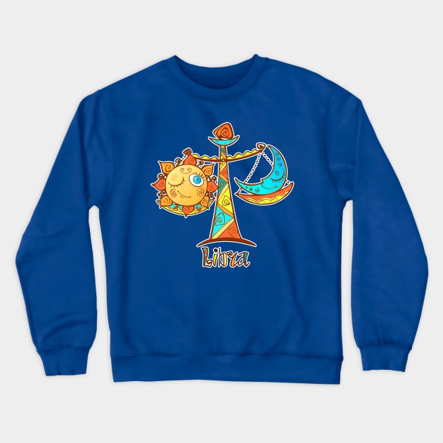 Libra Zodiac Sign Sun Moon Crewneck Sweatshirt by letnothingstopyou